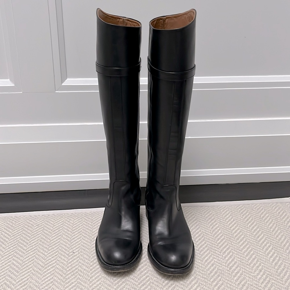 GUCCI Black Leather Knee High Boot with Slim Horsebit - Picture 5 of 13